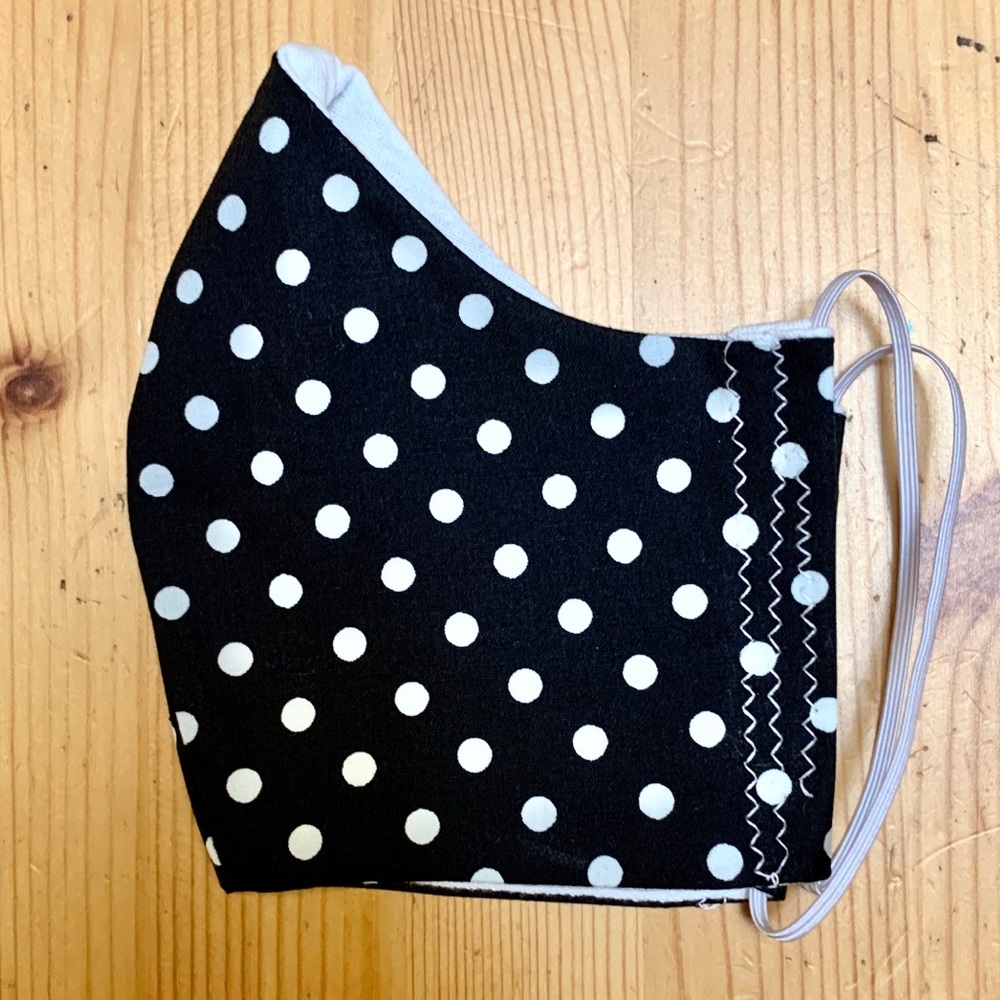 Black and white polkadots handmade face mask